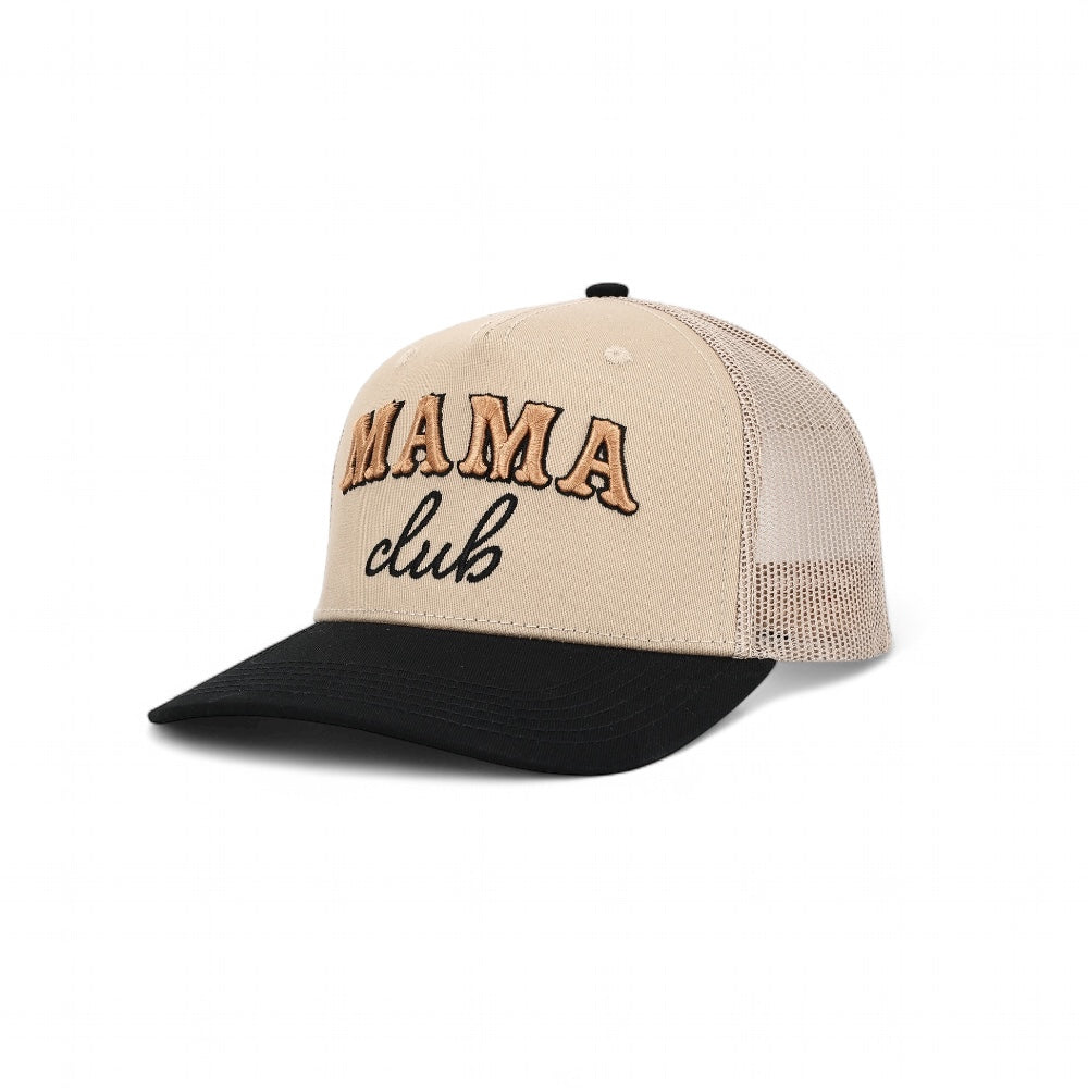 Mama Club™ Cowboy Script Khaki / Black Trucker