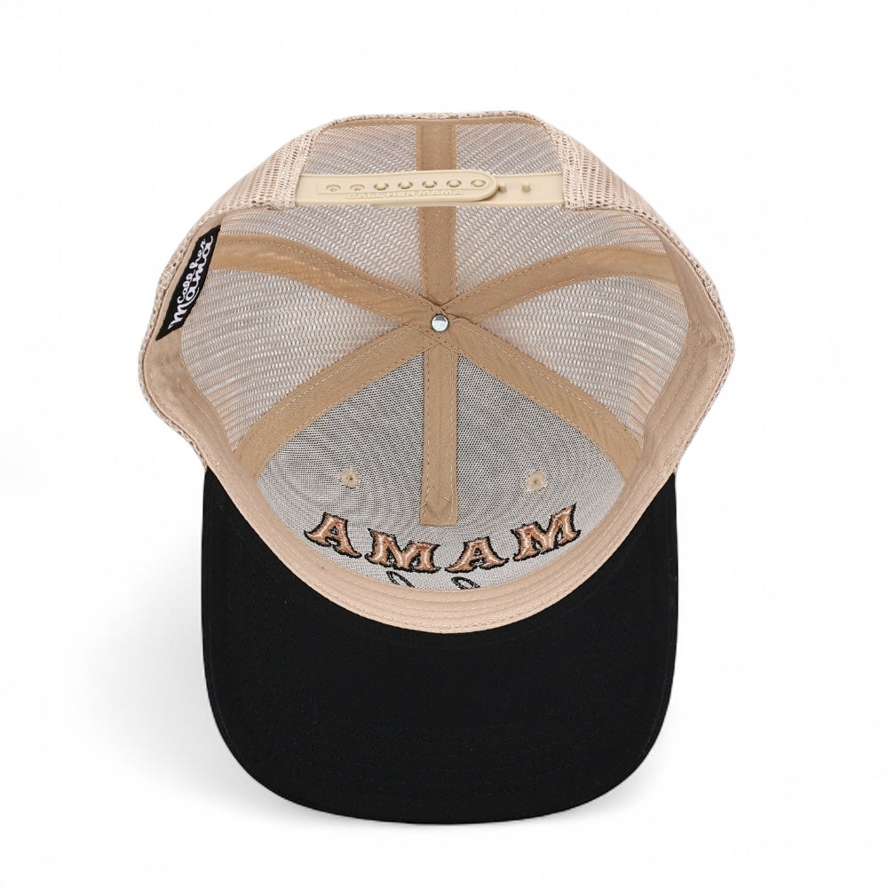 Mama Club™ Cowboy Script Khaki / Black Trucker