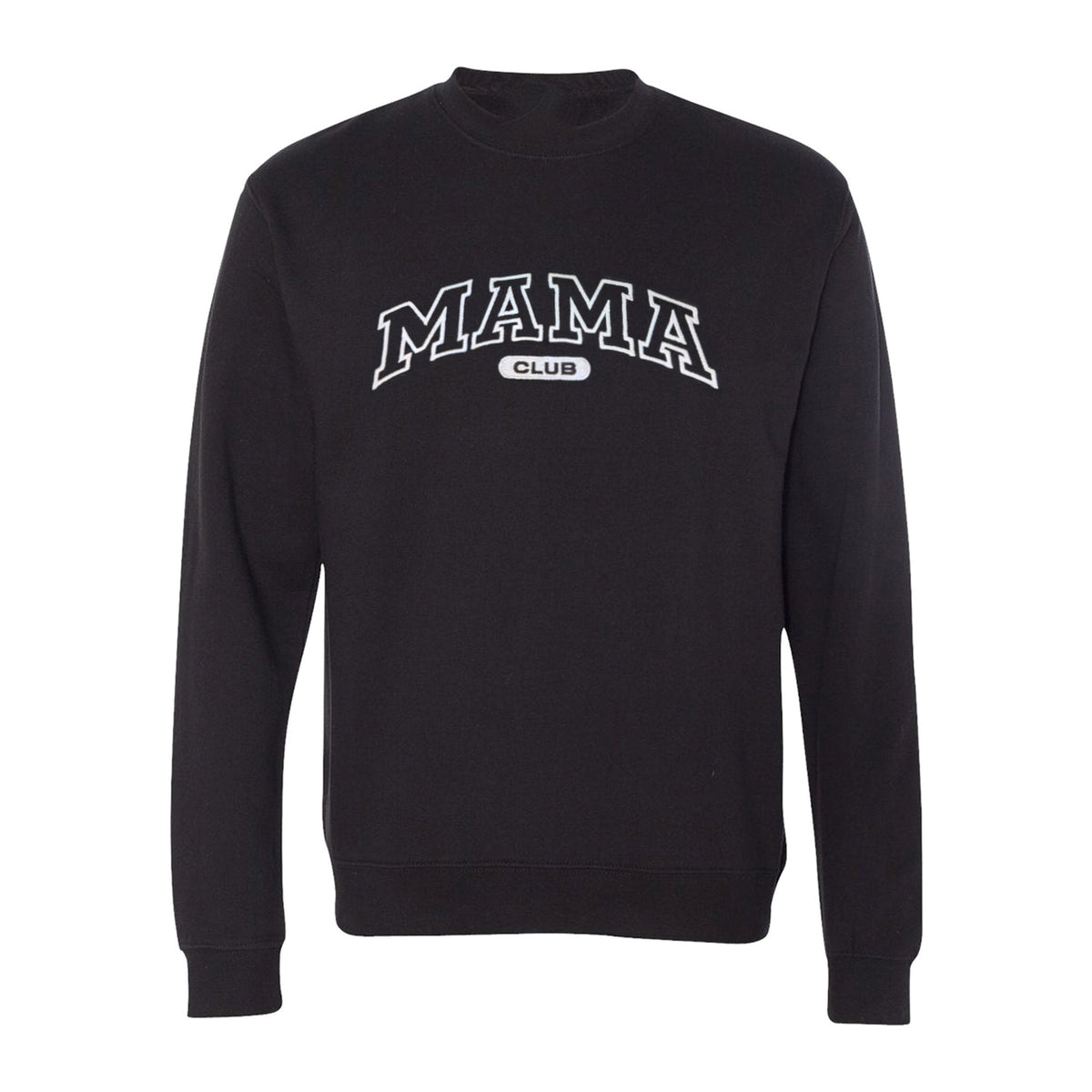 Mama Club embroidered crewneck in black, flat