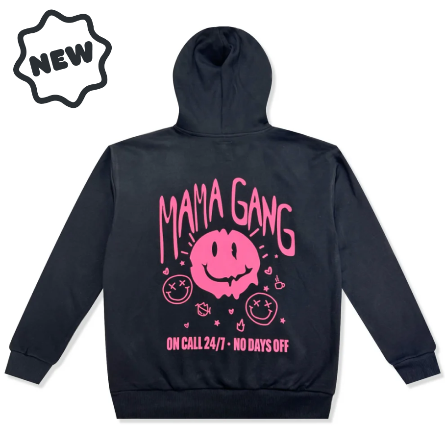 Oversized Mama Gang Hoodie Black Pink Extra Oversized Fits Like A XL 2XL