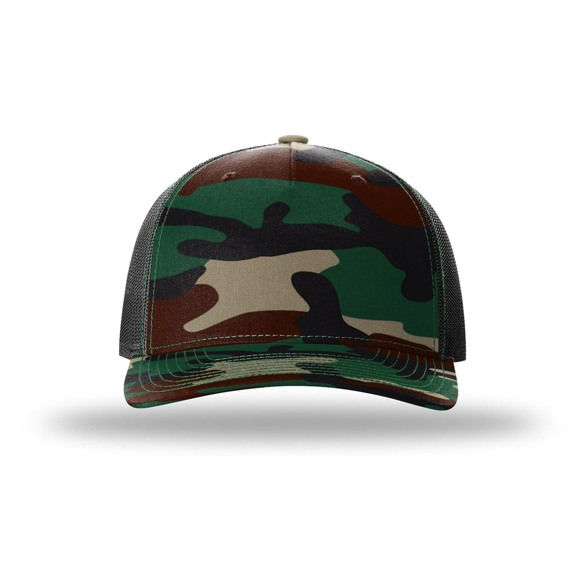 Custom - Richardson 112PFP Camo Trucker - Green Camo / Black