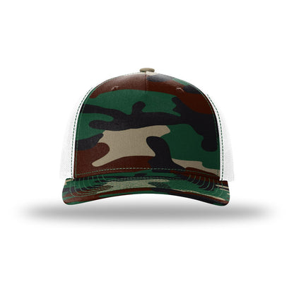 Custom - Richardson 112PFP Camo Trucker - Green Camo / White