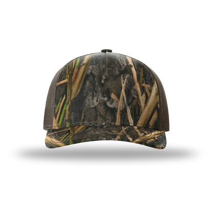 Custom - Richardson 112PFP Camo Trucker - Mossy Oak Habitat / Brown