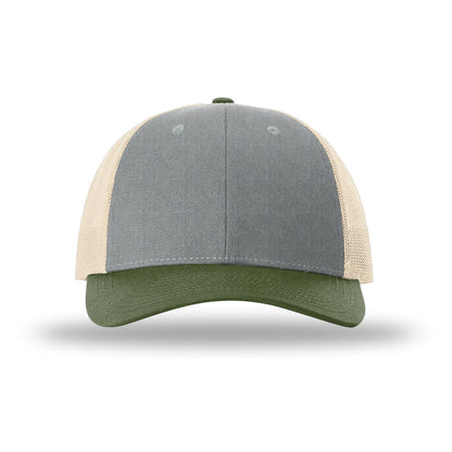 Custom - Richardson 115 Low Pro Trucker - Heather Grey/Birch/Army Olive