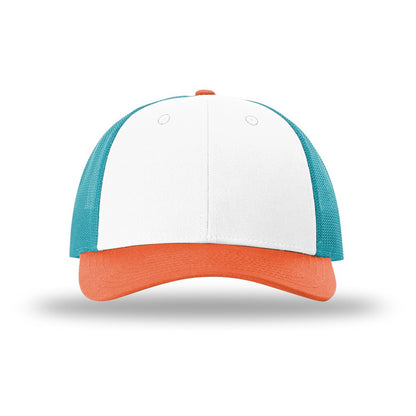Custom - Richardson 115 Low Pro Trucker - White/Hawaiian Blue/Pale Orange