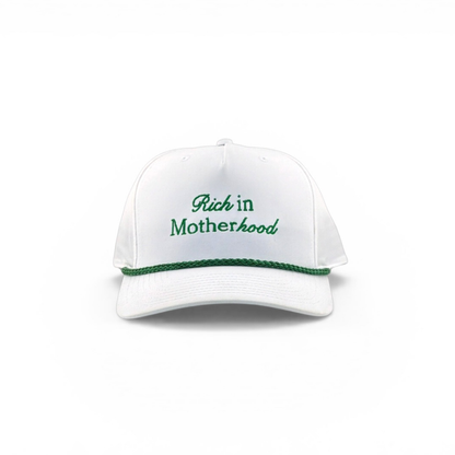 Rich in Motherhood Augusta Trucker (White/Green Rope)