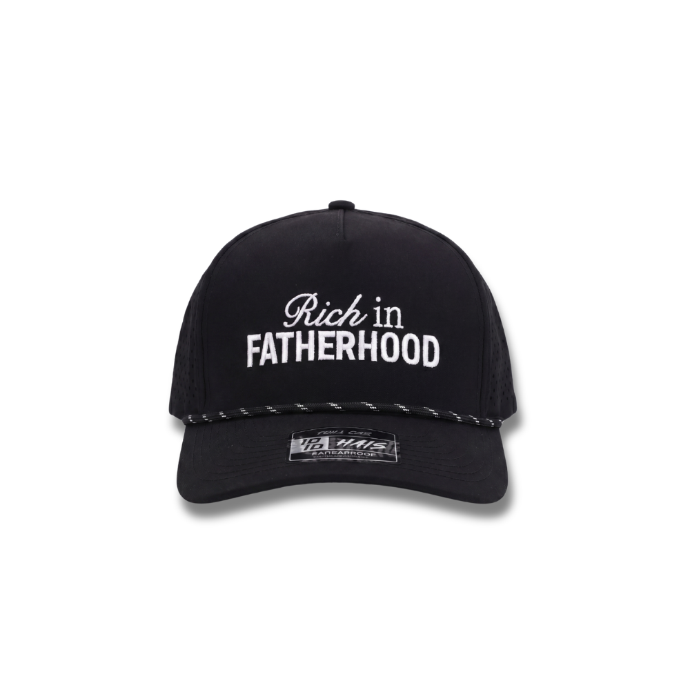 Rich in "FATHERHOOD" Perforated Trucker - Black