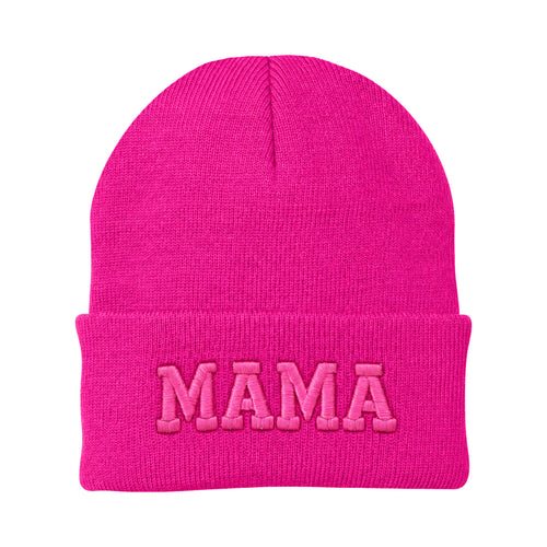 MAMA Puff Beanie - Neon Pink