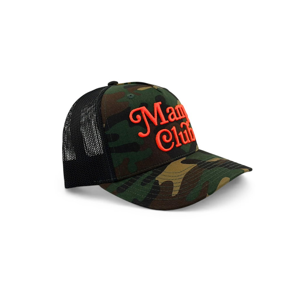 Green Camo Mama Club™ Orange Trucker Hat