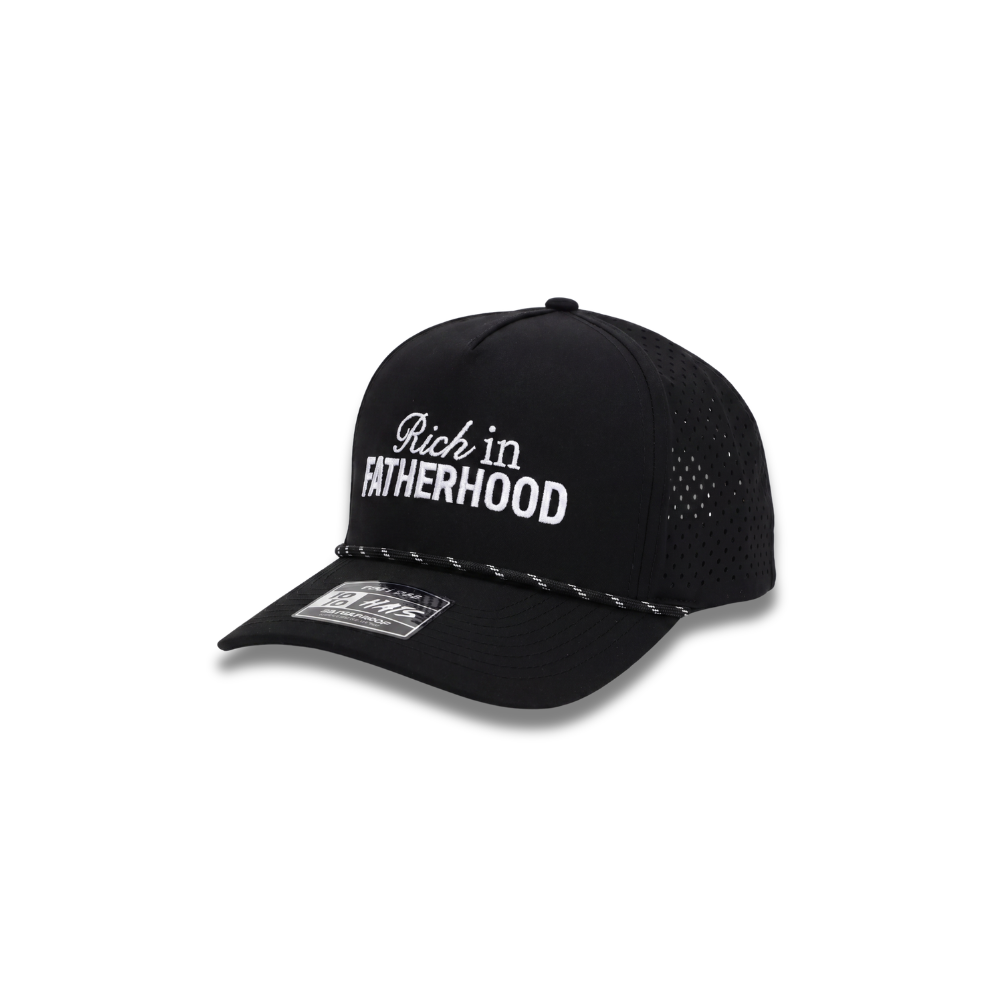 Rich in "FATHERHOOD" Perforated Trucker - Black