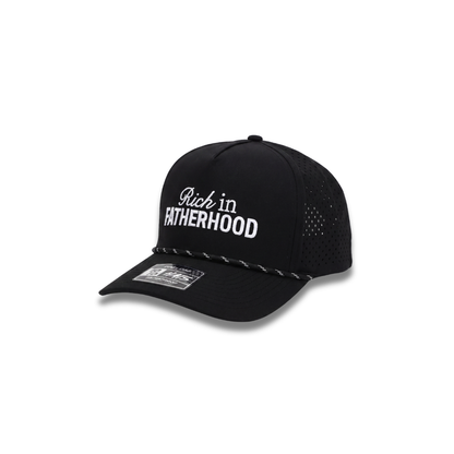 Rich in "FATHERHOOD" Perforated Trucker - Black