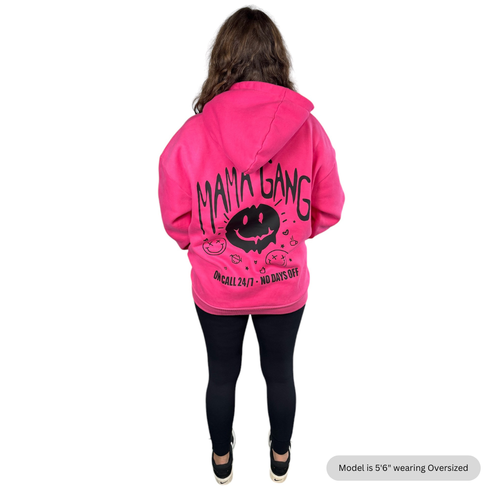 Oversized Mama Gang Hoodie - Pink/Black