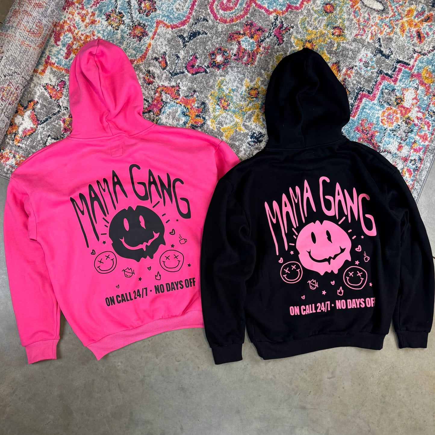 Oversized Mama Gang Hoodie - Black/Pink