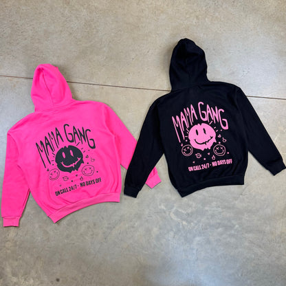 Oversized Mama Gang Hoodie - Black/Pink