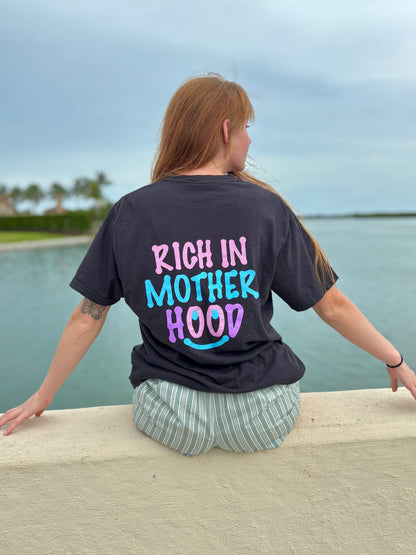 Rich in Motherhood™ Smiley T-Shirt - Black