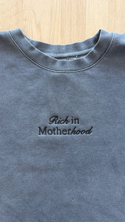 Rich in Motherhood Embroidered Crewneck Sweatshirt