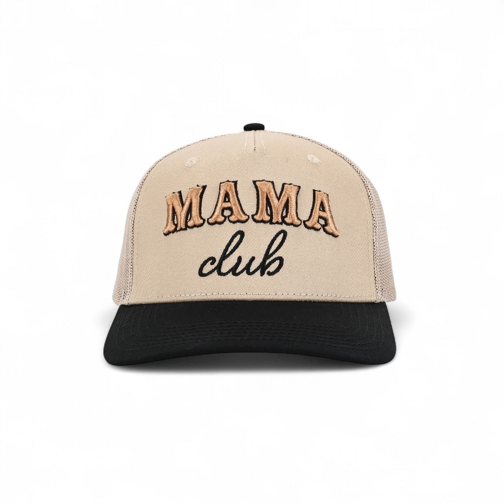Mama Club™ Cowboy Script Khaki / Black Trucker