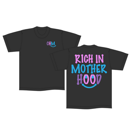 Rich in Motherhood™ Smiley T-Shirt - Black