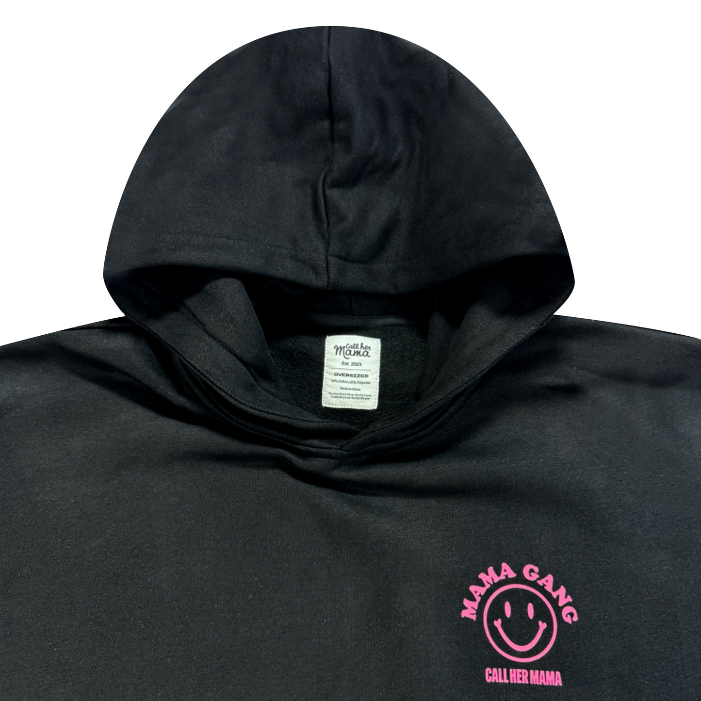 Oversized Mama Gang Hoodie - Black/Pink