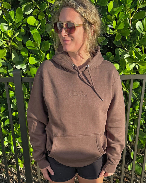 Rich in Motherhood Embroidered Hoodie - Coffee