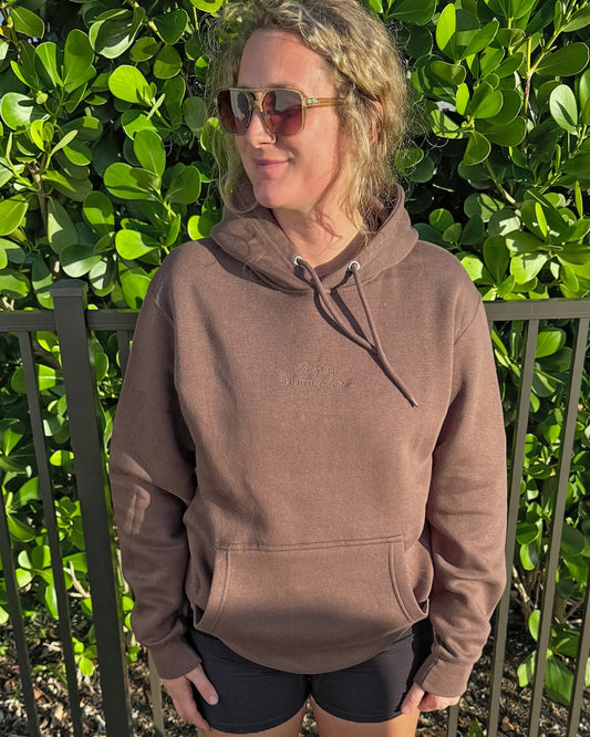 Rich in Motherhood Embroidered Hoodie - Coffee