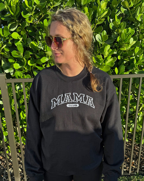 Mama Club™ Embroidered Crewneck - Black