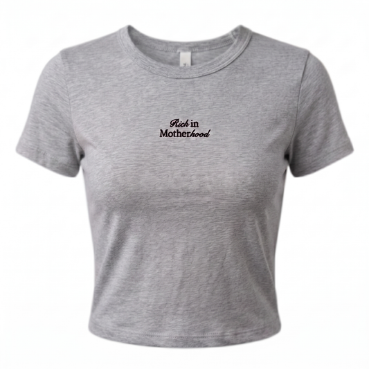 Rich in Motherhood Women's Baby Tee (Grey)