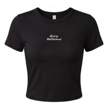 Rich in Motherhood Women's Baby Tee (Black)