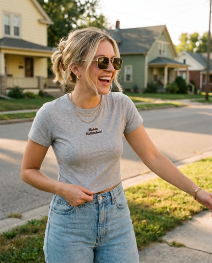 Rich in Motherhood Women's Baby Tee (Grey)
