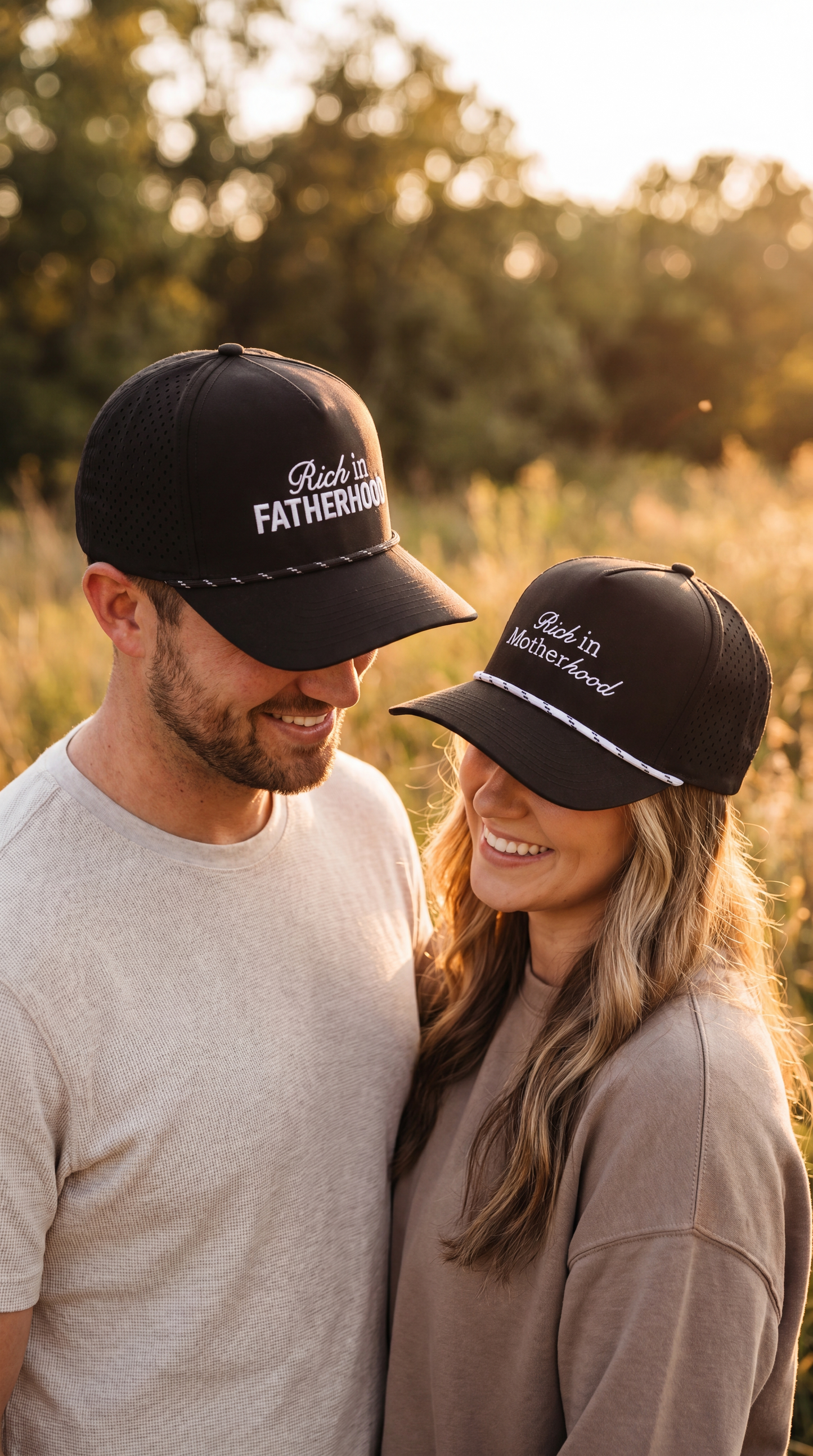 Rich in "FATHERHOOD" Perforated Trucker - Black