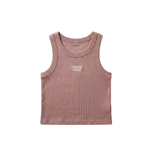 Mama Club Organic Rib Crop Tank - Hazy Pink