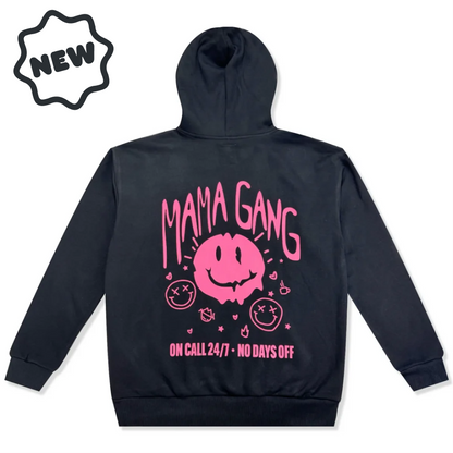 Oversized Mama Gang Hoodie - Black/Pink