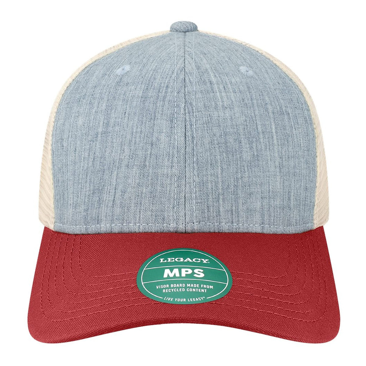 Custom - Legacy MPS Mid-Pro Snapback Trucker - Melange Light Blue/Cardinal/Stone