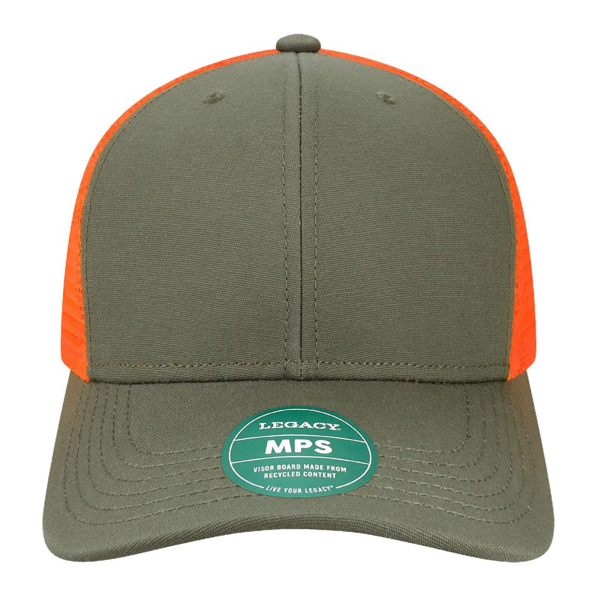 Custom - Legacy MPS Mid-Pro Snapback Trucker - Olive/Blaze Orange