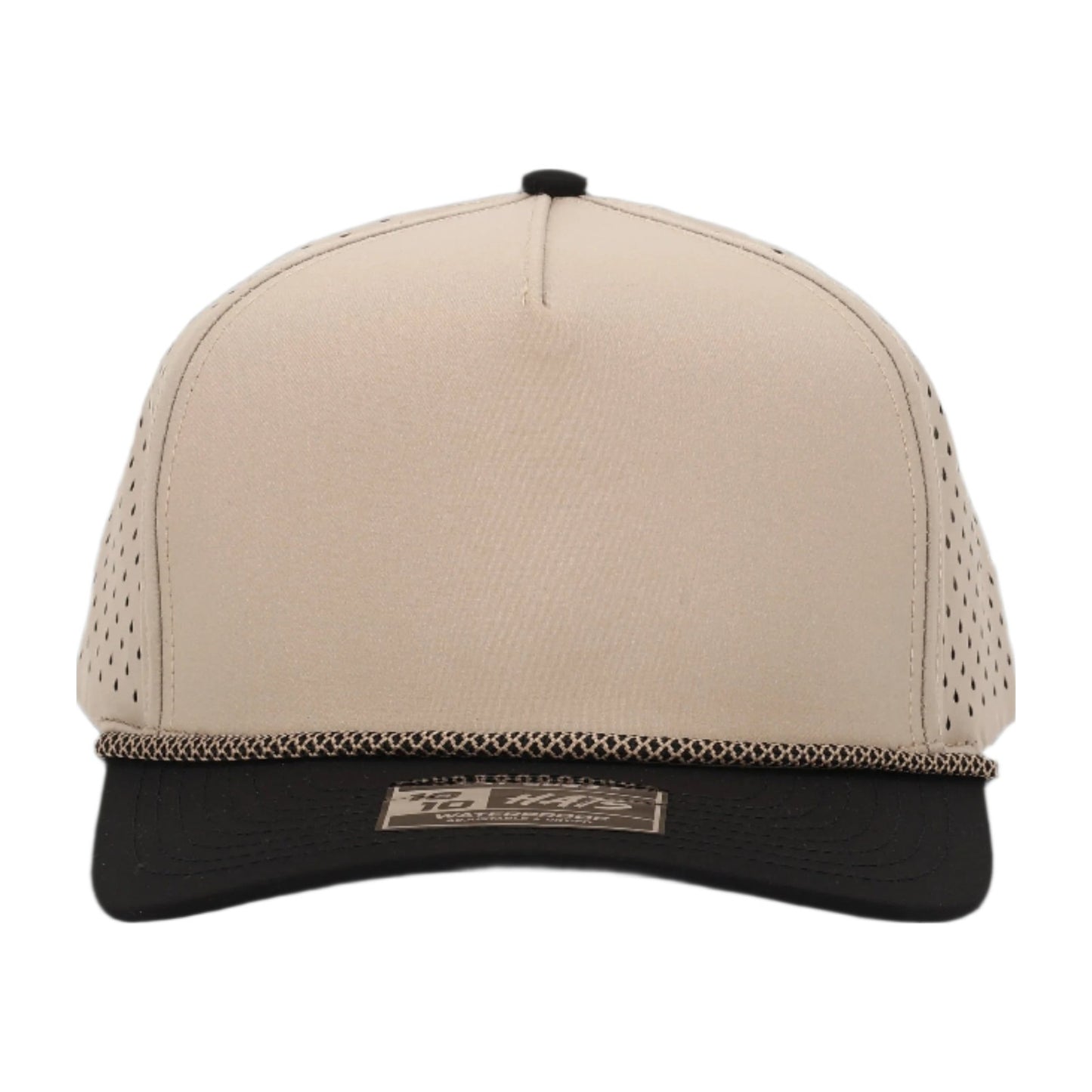 5-panel rope hat — khaki black bill front