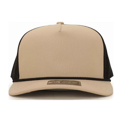 5-panel rope hat — tan black front