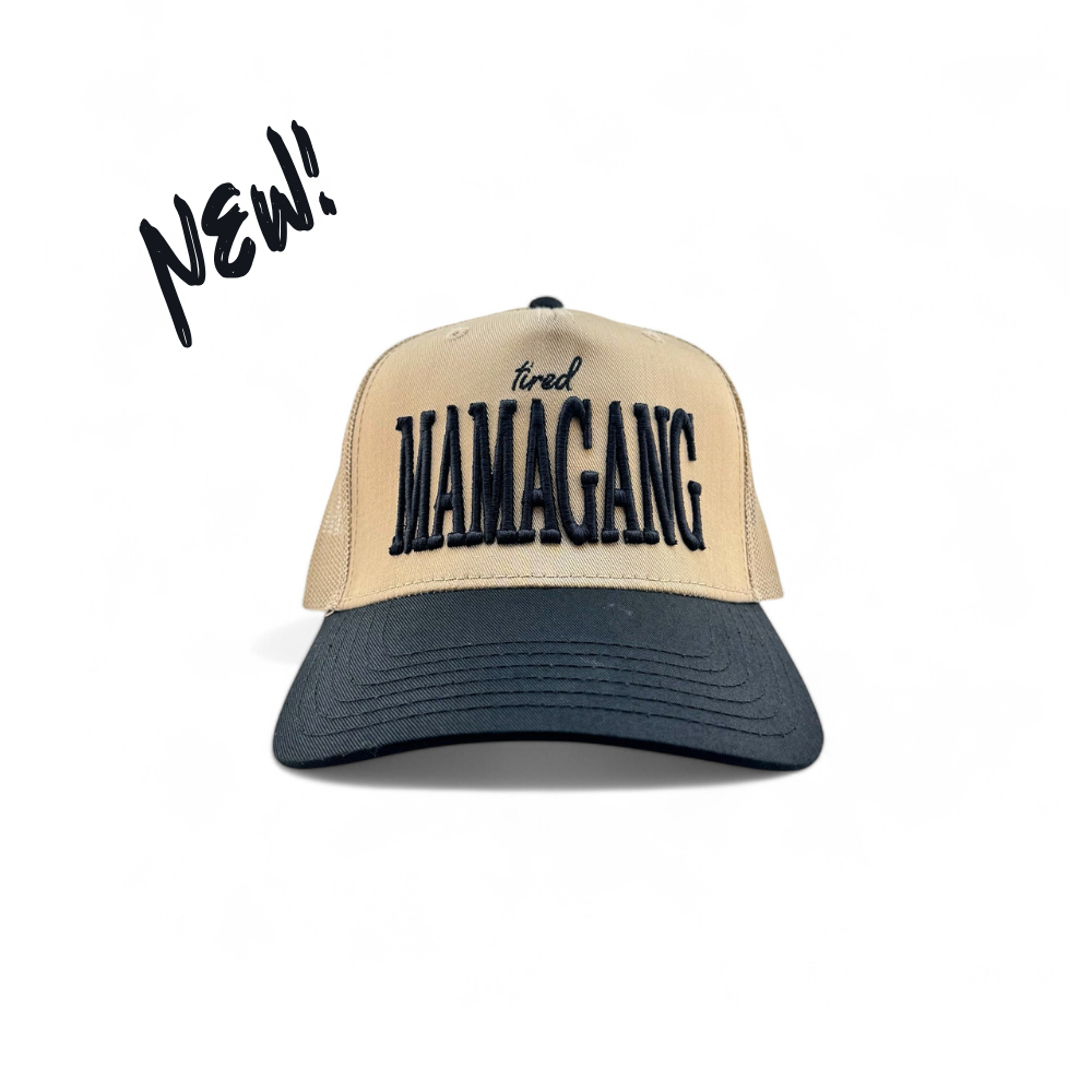 Tired Mama Gang Trucker Hat - Khaki / Black