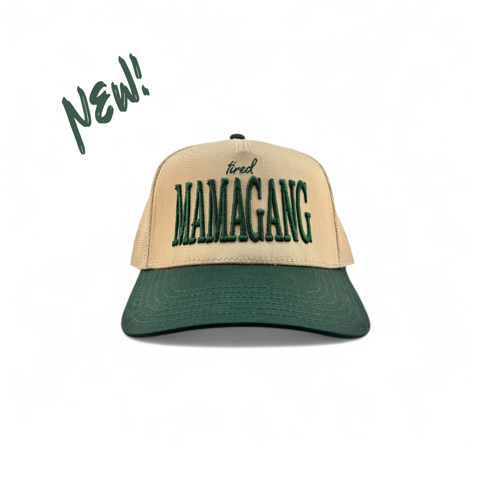 Tired Mama Gang Trucker Hat - Khaki / Green